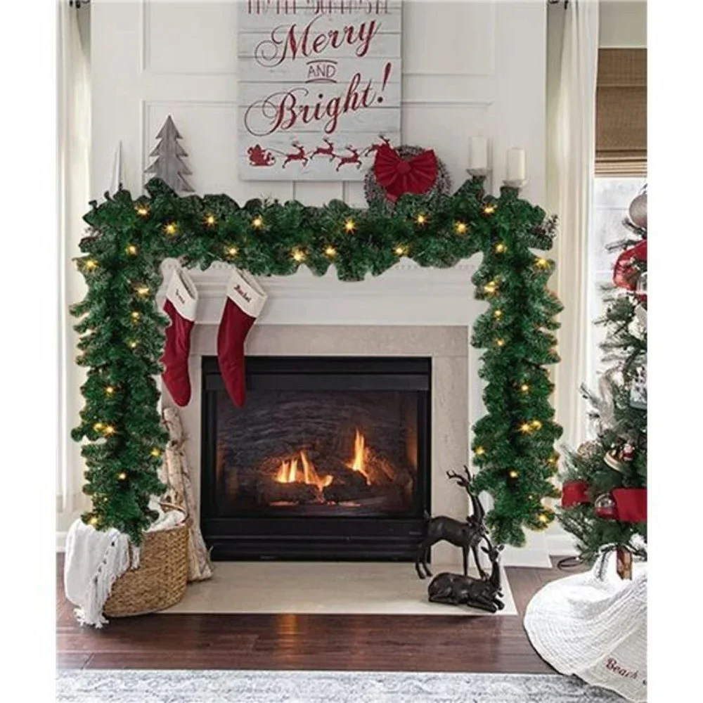 Garland with 50 LED Lights, Pre-Lit Christmas Garland, Outdoor Decorations